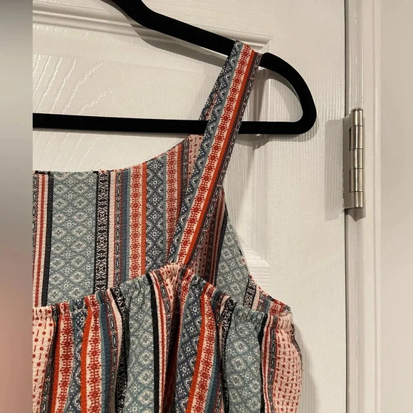 Knit Works Girls Rust Navy Pattern Tie Peplum Front Stretch Tank Top Size XL - Picture 7 of 10